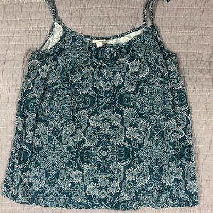 4/$15 Green White Paisley Bandana Print Camisole Women Small Adjustable Strap